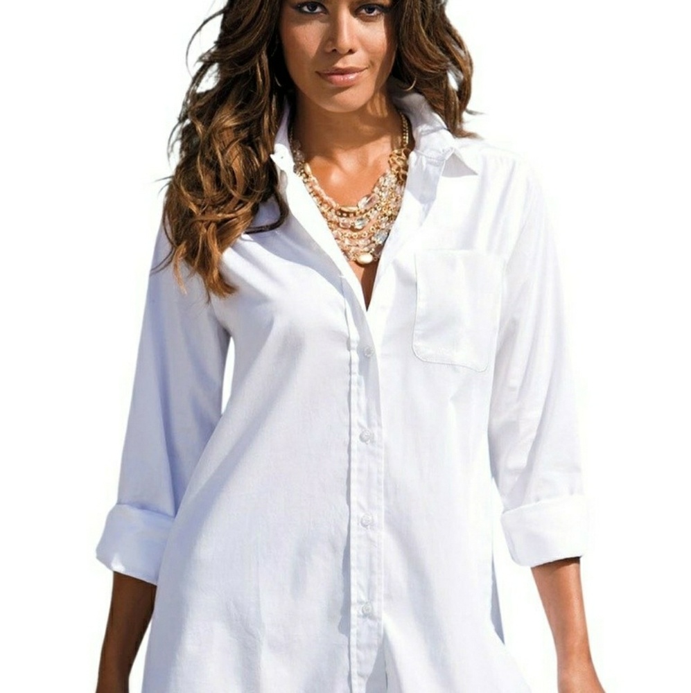 Long Sleeve Boyfriend Shirt by Denim 24/7 Size 18W